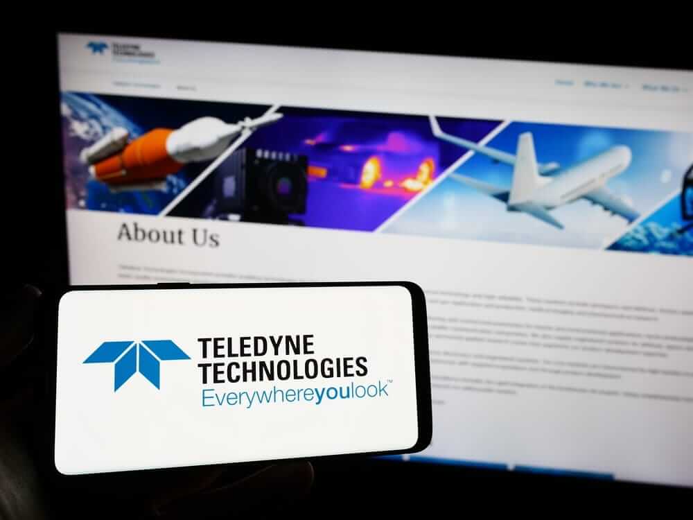 Teledyne Technologies Inc website and logo on phone-by T_Schneider via Shutterstock